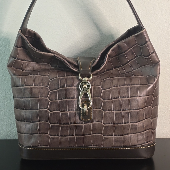 Dooney & Bourke Handbags - Dooney and Bourke Croco Logo Lock Hobo Bag